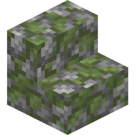 Mossy Cobblestone Stairs - 3D View
