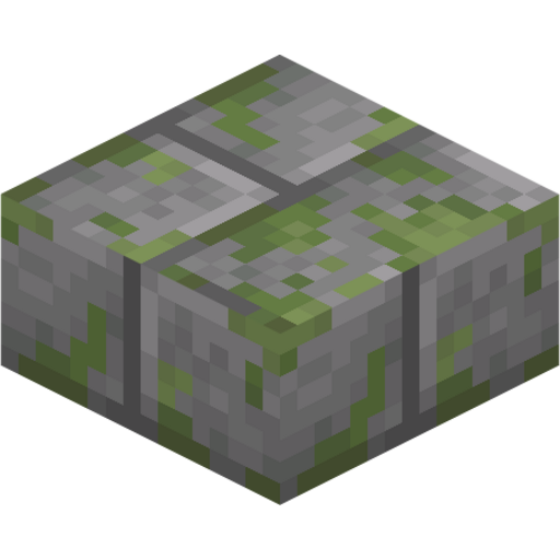 Mossy Stone Brick Slab - 3D View