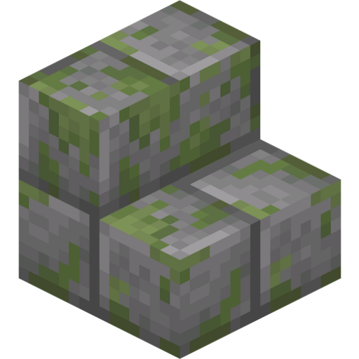 Mossy Stone Brick Stairs - 3D View