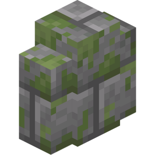 Mossy Stone Brick Wall - 3D View